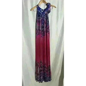 Ace Fashion Size 2XL Multicolor Paisley Boho Halter Dress Pink